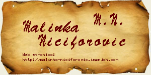 Malinka Nićiforović vizit kartica